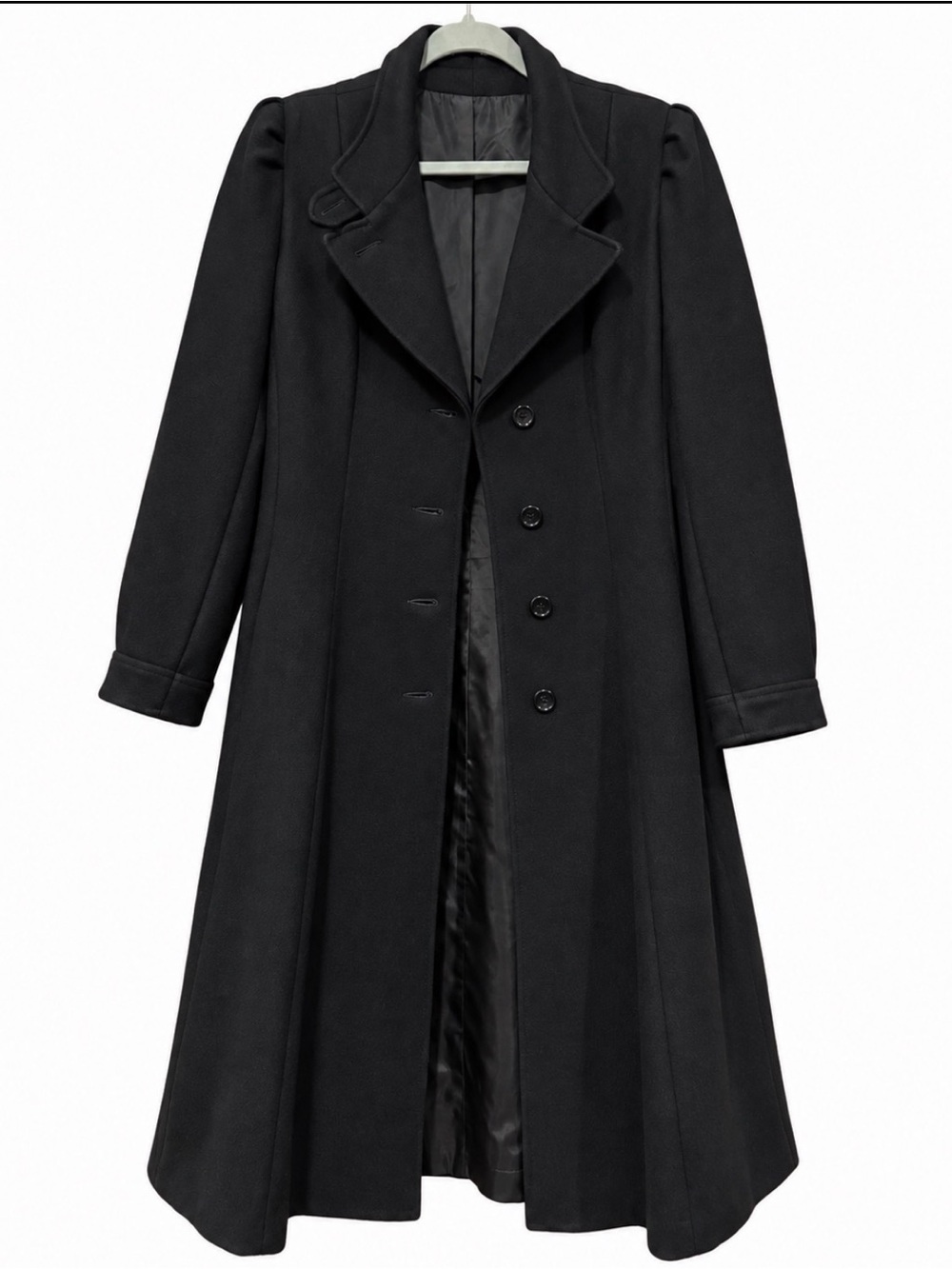 Women's Black Wool Pea Coat - Classic Tailored Fit
